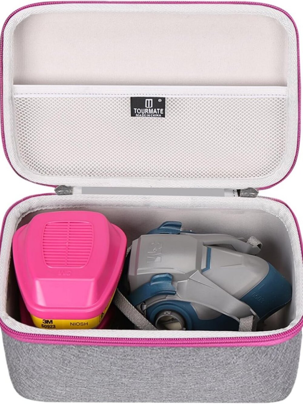 Hard EVA Case for 3M Half Facepiece Respirator & P100 Filter - Rose Red